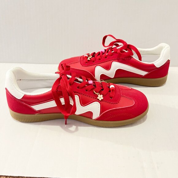 Red Madden Girl Sneakers with Shoelace Charms - Picture 4 of 9